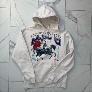 Y2K Polo G Pullover Hoodie Floral and Skeleton Graphic Chicago Cream